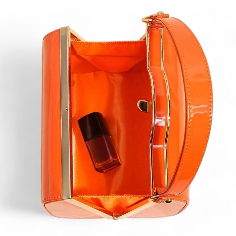 Patent Vintage Box Handbag Clutch Bag Top Handle Evening Bag For Women