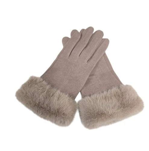 Women's Warm Winter Gloves Ladies Cashmere Blend Soft Faux Fur Cuffs Thermal Lined Touch Screen Gloves
