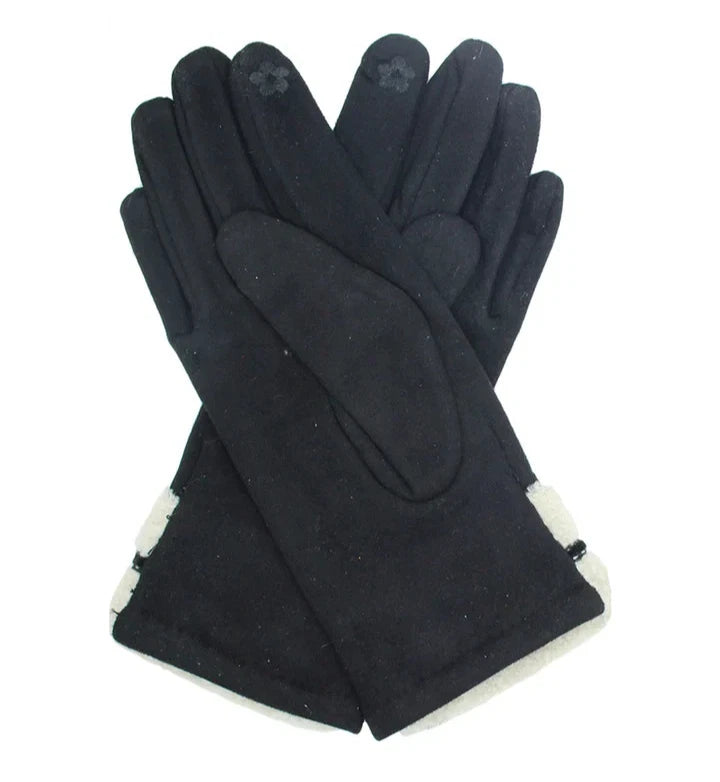 Women's Fleece Lined Cosy Winter Warm Gloves Ladies Faux Fur Cuffs Pom Pom Glove