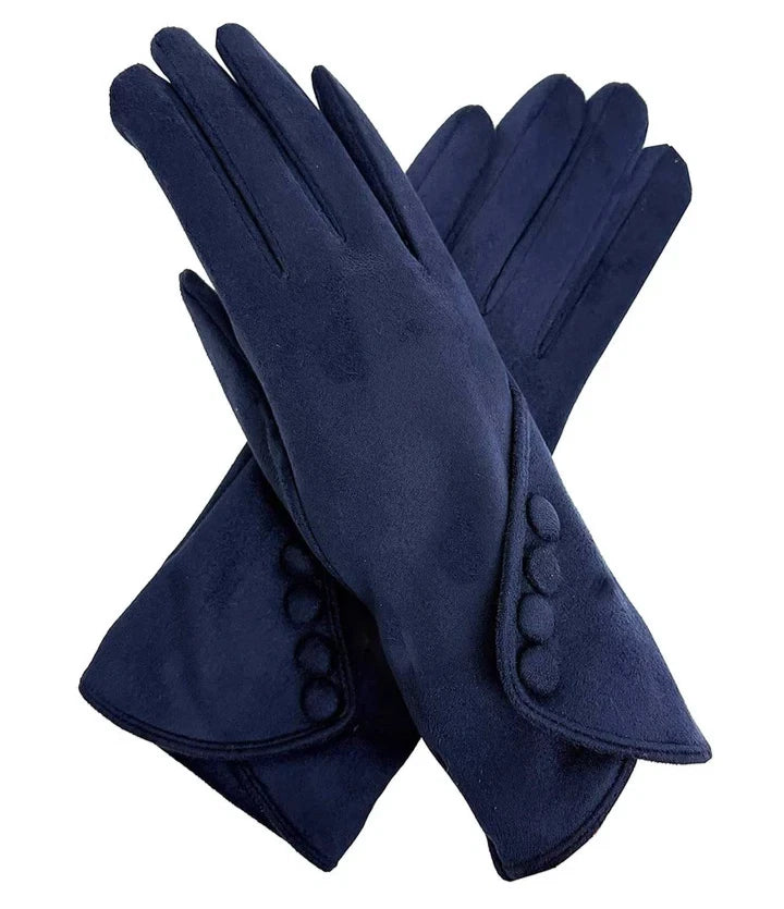 Women's Winter Fashion Gloves Fleece Faux Suede Warm Soft Comfy Thermal Lined Wrist Buttons Gloves