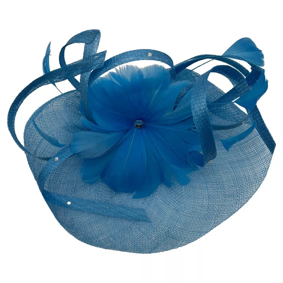 Large Fascinator with Sinamay Disc & Curled Feather