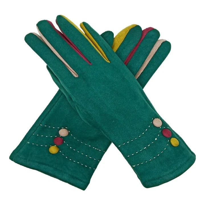 Women Fleece Gloves Buttons Multi Colours Cosy Winter Warm Gloves Touch Screen