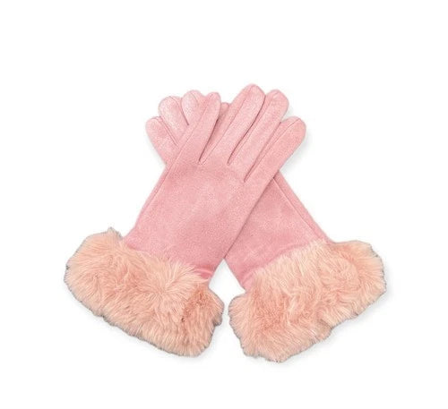Women's Luxury Faux Suede Gloves Fleece Lined Thermal Soft Faux Fur Winter Warm Gloves