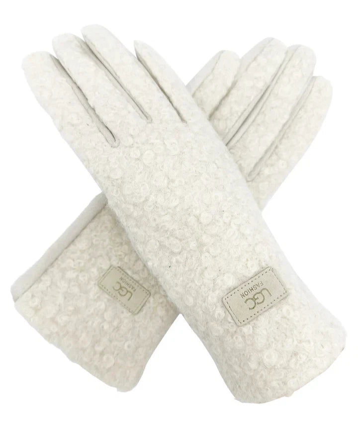 Women's Soft Fashion Gloves Plain Grassy Pattern Warm Winter Gloves Touchscreen