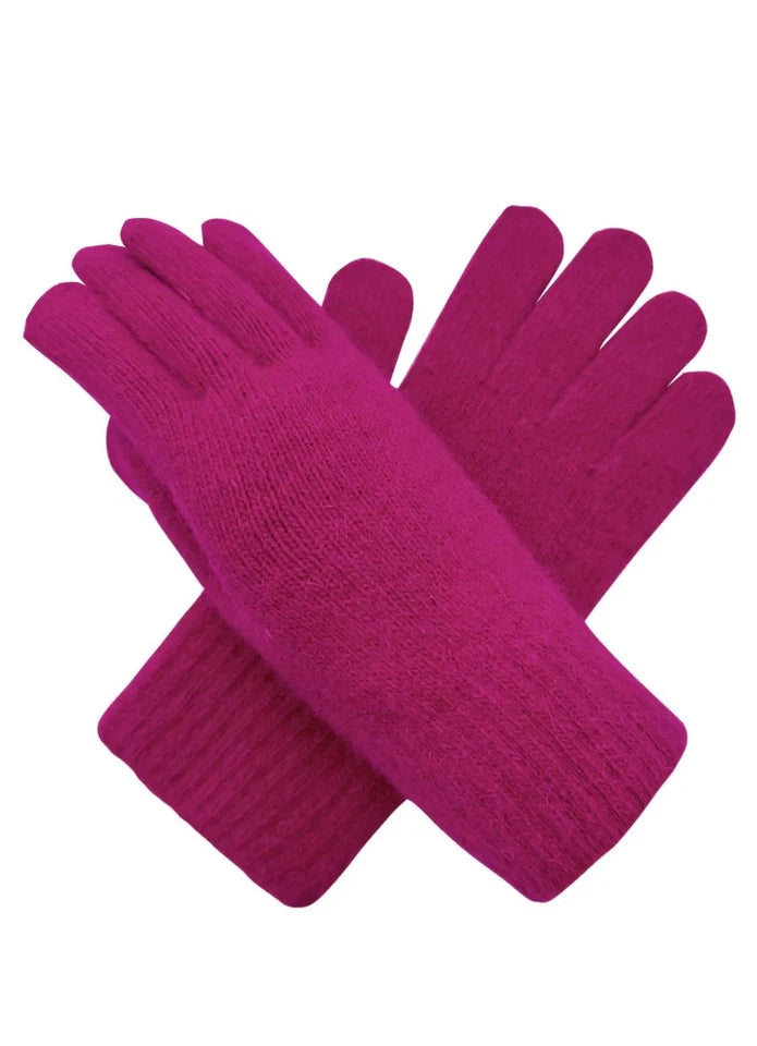 Women  Elegant Soft Plain Winter Gloves Thermal Warm Soft Fleece Lined Ladies Plain Knitted Gloves