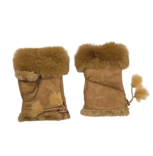 Women Ladies Winter Fur Fingerless Gloves Mittens Soft Warm Fleece Lined UK