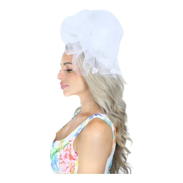 Large Wedding Fascinator Headband & Hair Clip Mesh Net Hat Royal Ascot Races UK