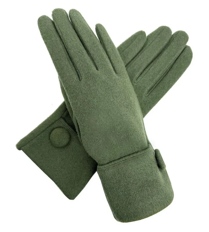 Women Winter Fashion Gloves Fleece Warm Comfy Soft Thermal Lined Button Touch Screen