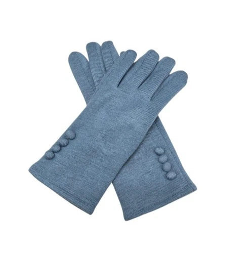 Women Winter Fashion Gloves Buttons Cashmere Blend Ladies Soft Cozy Warm Gloves