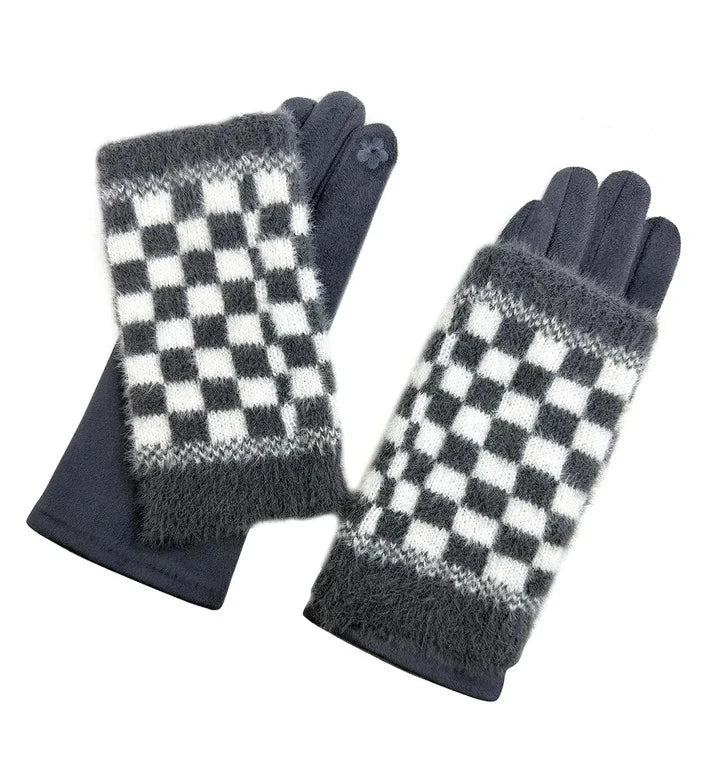 Ladies Fashion Gloves Fleece Cosy Winter Warm Double Layered Knitted Cuff Gloves