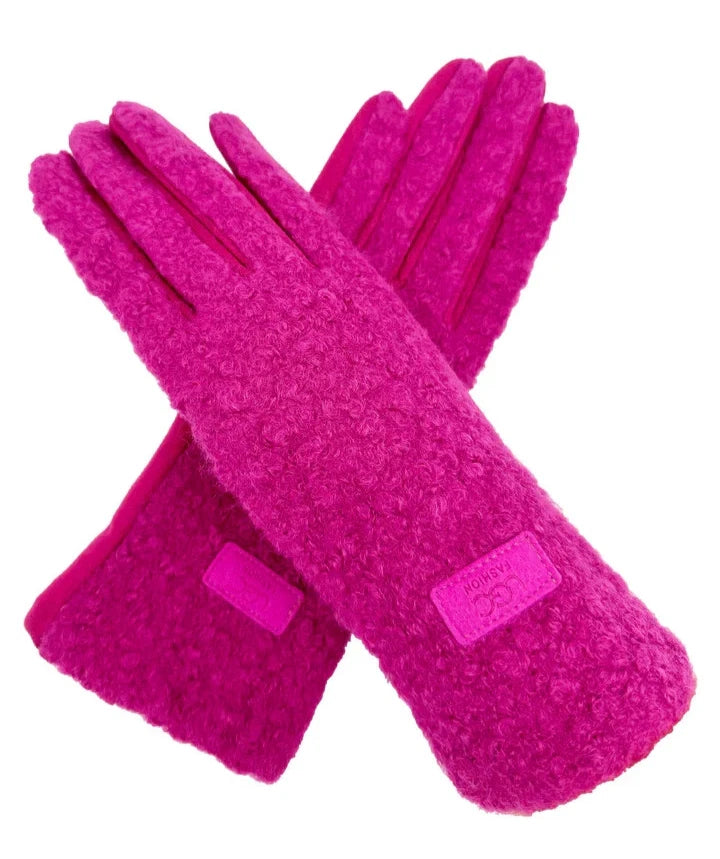 Women's Soft Fashion Gloves Plain Grassy Pattern Warm Winter Gloves Touchscreen