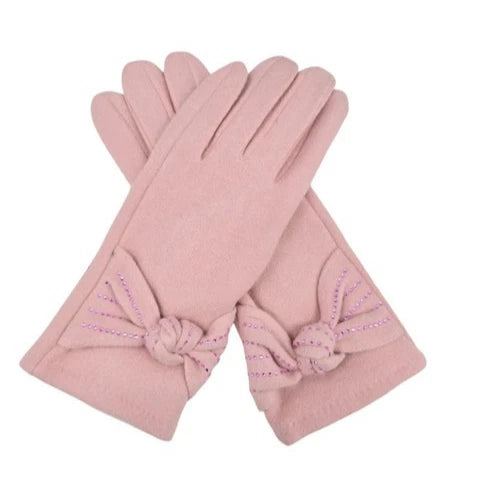 Women Winter Gloves Soft Cosy Thermal Warm Fleece Ladies Bow Gloves Touch Screen