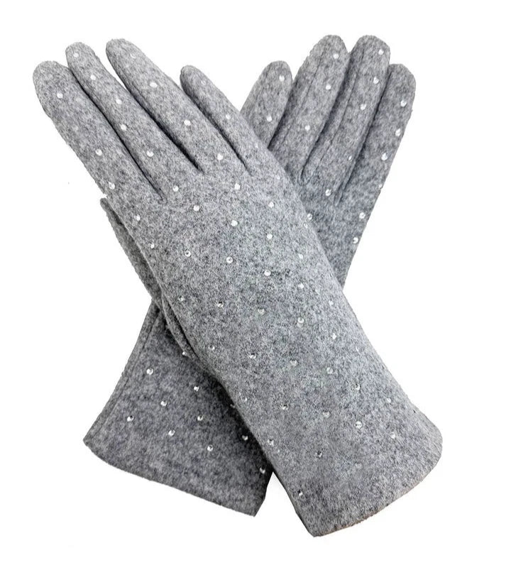 Women's Luxury Fashion Gloves Fleece Soft Winter Warm Rhinestone Detail Touch Screen Gloves