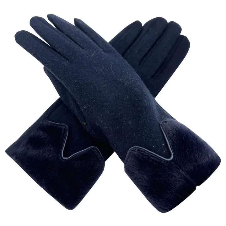Women Plain Gloves Winter Warm Fleece Lined Ladies Faux Fur Wrist Fashion Gloves