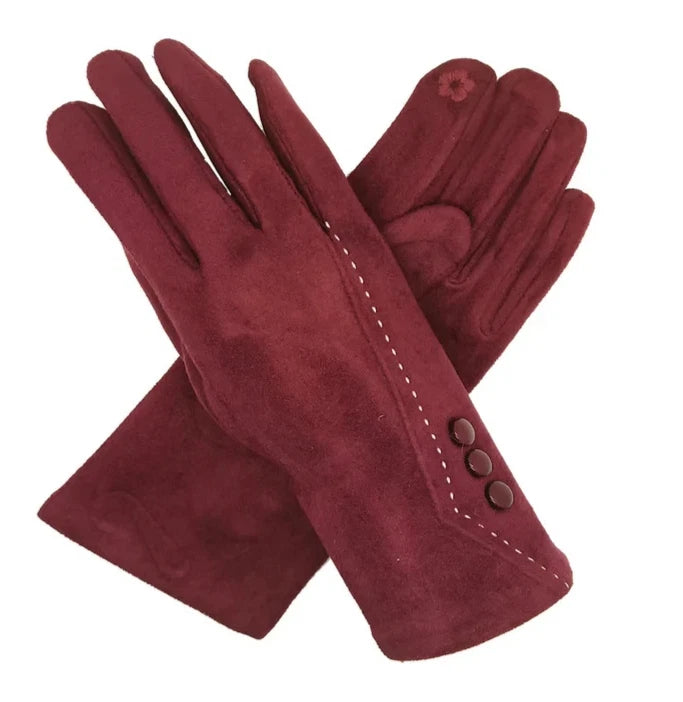 Women Fashion Gloves Winter Warm Soft Cosy Velvet Gloves Buttons Touch Screen