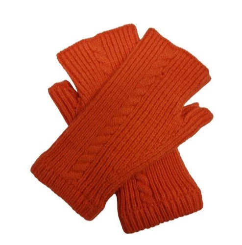 Women's Half Finger/Fingerless Gloves Cashmere Blend Cable Knit Winter Wool Gloves Mittens