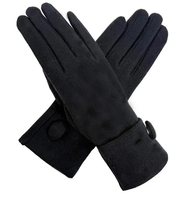 Women Winter Fashion Gloves Fleece Warm Comfy Soft Thermal Lined Button Touch Screen