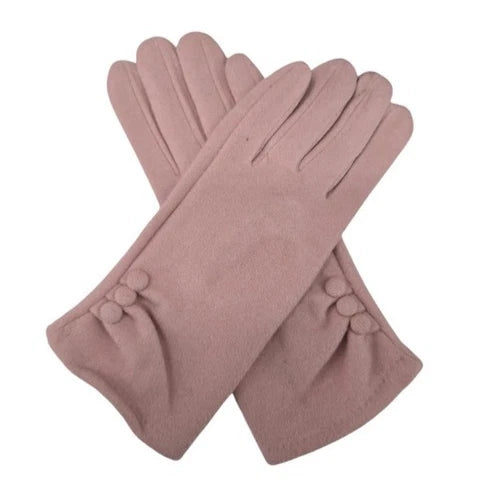 Women Plain Gloves Soft Comfy Lined Cosy Warm Winter Gloves Buttons Touch Screen