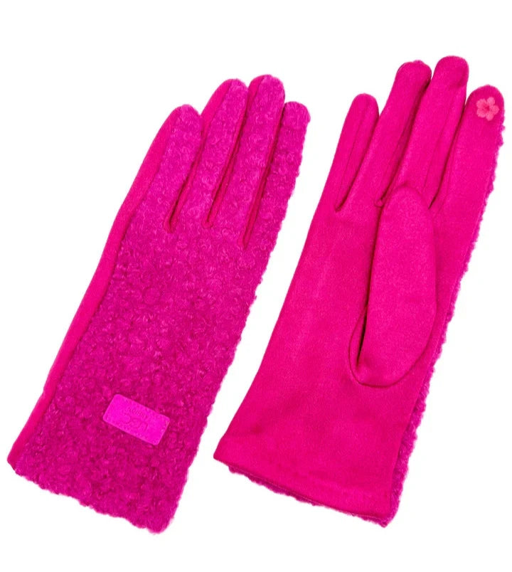 Women's Soft Fashion Gloves Plain Grassy Pattern Warm Winter Gloves Touchscreen