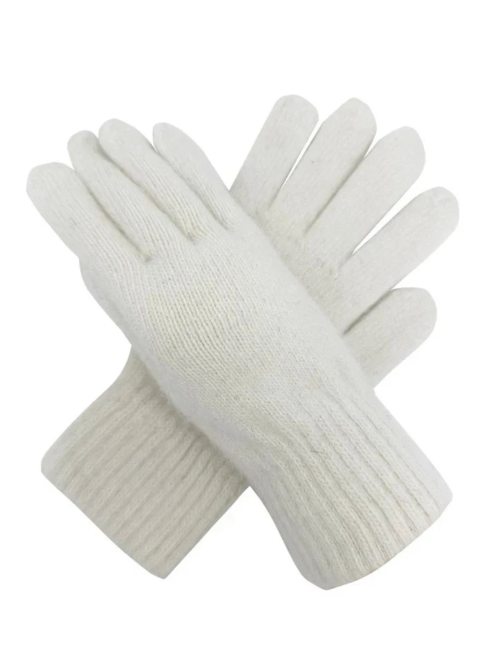 Women  Elegant Soft Plain Winter Gloves Thermal Warm Soft Fleece Lined Ladies Plain Knitted Gloves