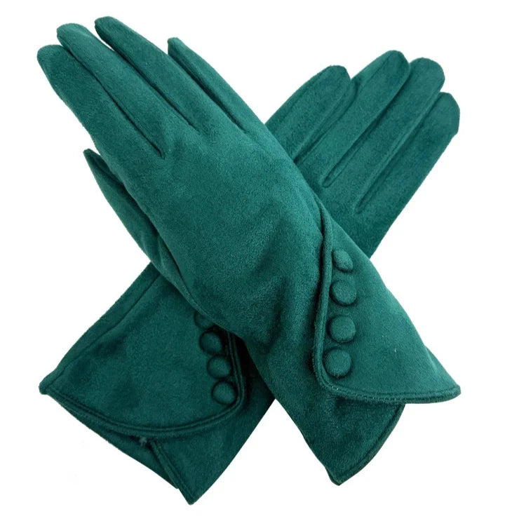 Women's Winter Fashion Gloves Fleece Faux Suede Warm Soft Comfy Thermal Lined Wrist Buttons Gloves