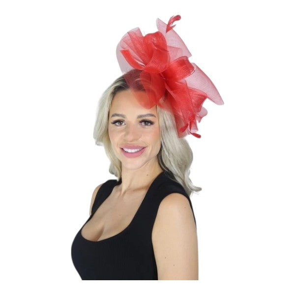 Large Wedding Fascinator Headband & Hair Clip Mesh Net Hat Royal Ascot Races UK