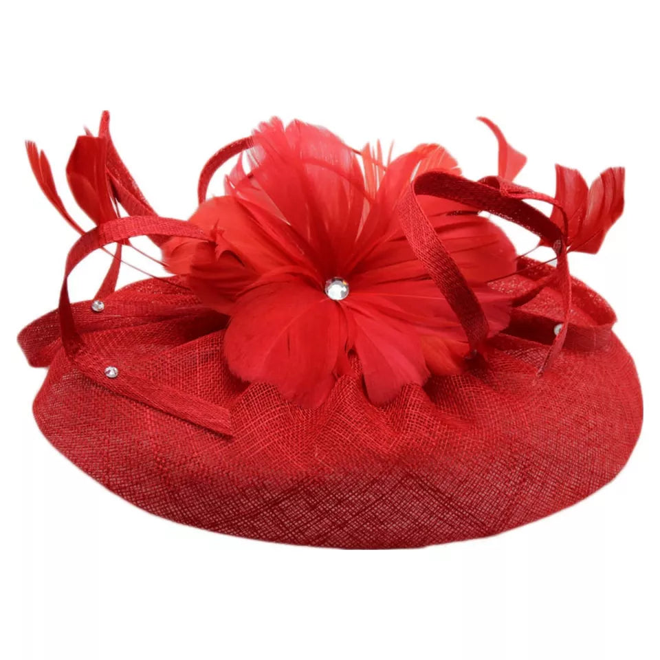 Large Fascinator with Sinamay Disc & Curled Feather