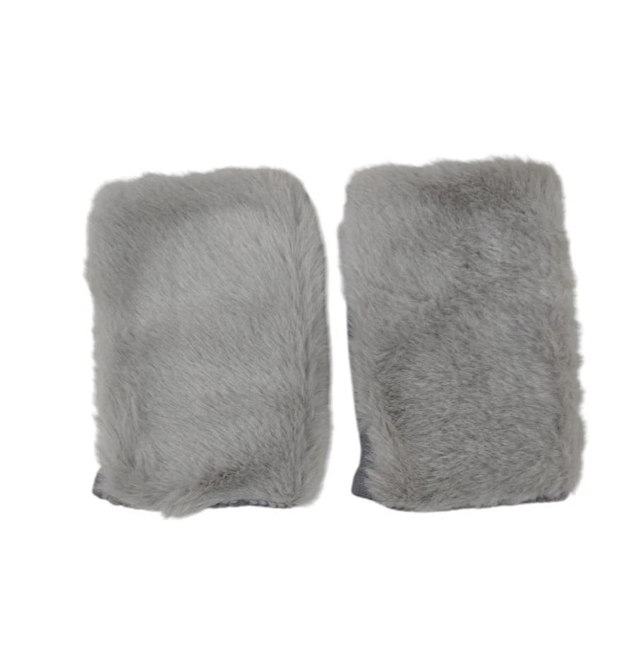 Women's Winter Fingerless Faux Suede Fur Gloves Mittens Soft Warm Fleece Lined UK