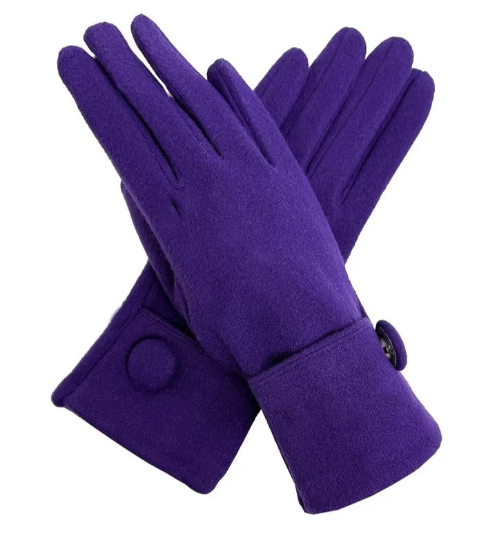 Women Winter Fashion Gloves Fleece Warm Comfy Soft Thermal Lined Button Touch Screen