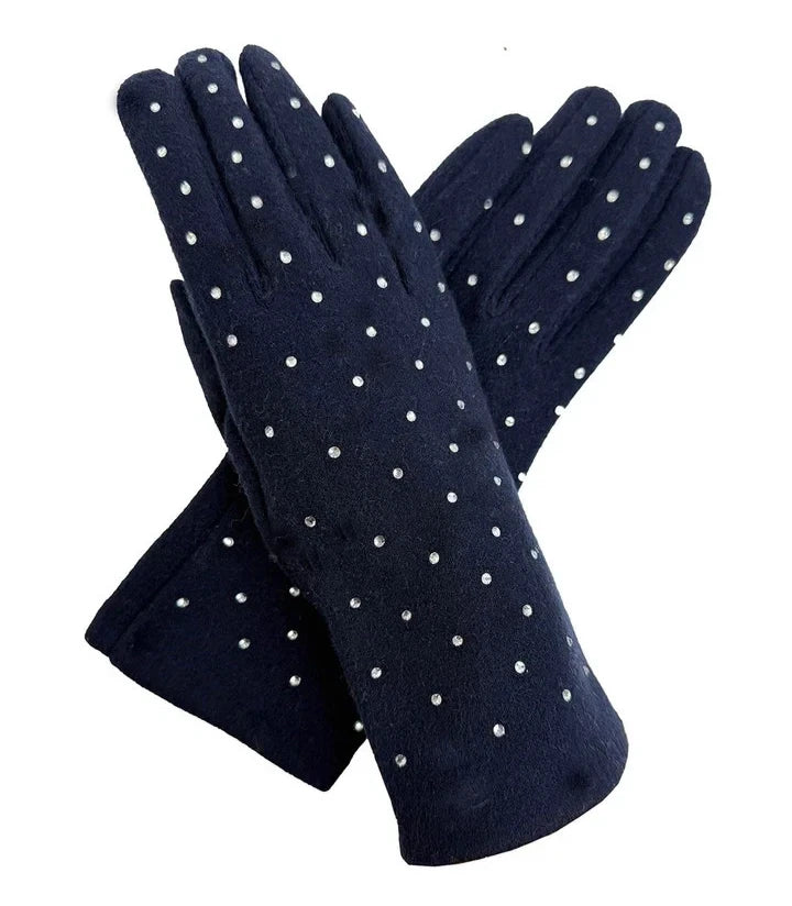 Women's Luxury Fashion Gloves Fleece Soft Winter Warm Rhinestone Detail Touch Screen Gloves
