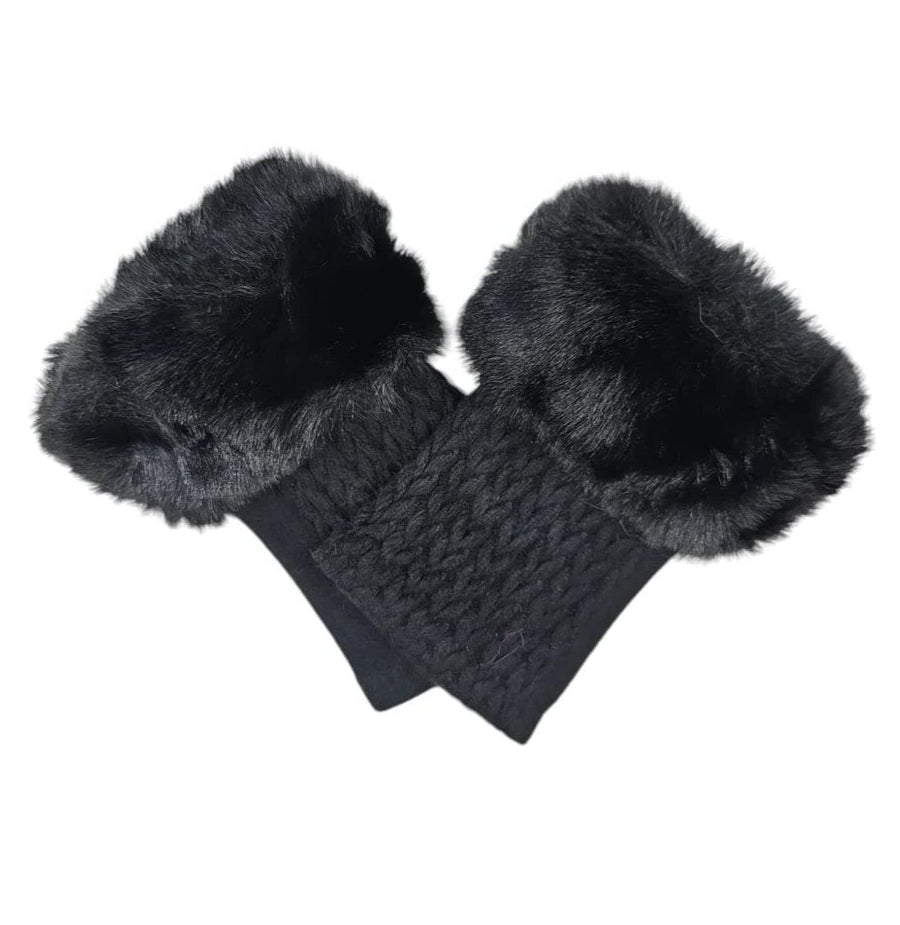 Women's Ladies Winter Fingerless Gloves Suede Fur Mittens Soft Warm Fleece Lined