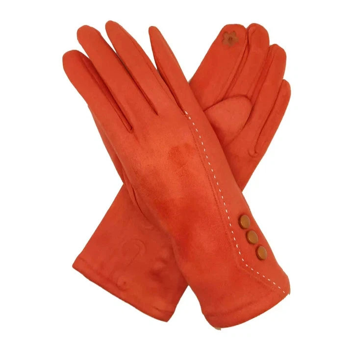 Women Fashion Gloves Winter Warm Soft Cosy Velvet Gloves Buttons Touch Screen