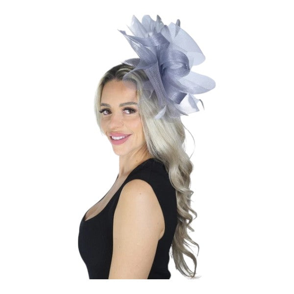 Large Wedding Fascinator Headband & Hair Clip Mesh Net Hat Royal Ascot Races UK