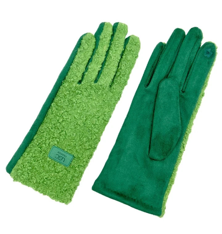 Women's Soft Fashion Gloves Plain Grassy Pattern Warm Winter Gloves Touchscreen