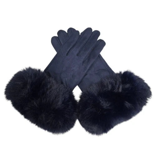 Women Winter Warm Gloves Ladies Suede Soft Faux Fur Fleece Lined Thermal Gloves