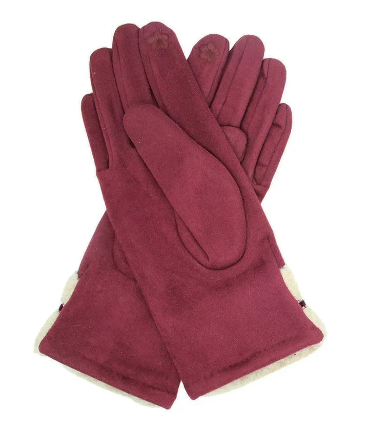 Women's Fleece Lined Cosy Winter Warm Gloves Ladies Faux Fur Cuffs Pom Pom Glove