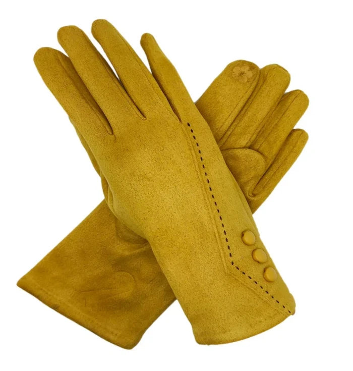 Women Fashion Gloves Winter Warm Soft Cosy Velvet Gloves Buttons Touch Screen