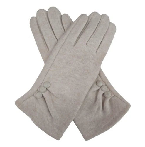Women Plain Gloves Soft Comfy Lined Cosy Warm Winter Gloves Buttons Touch Screen