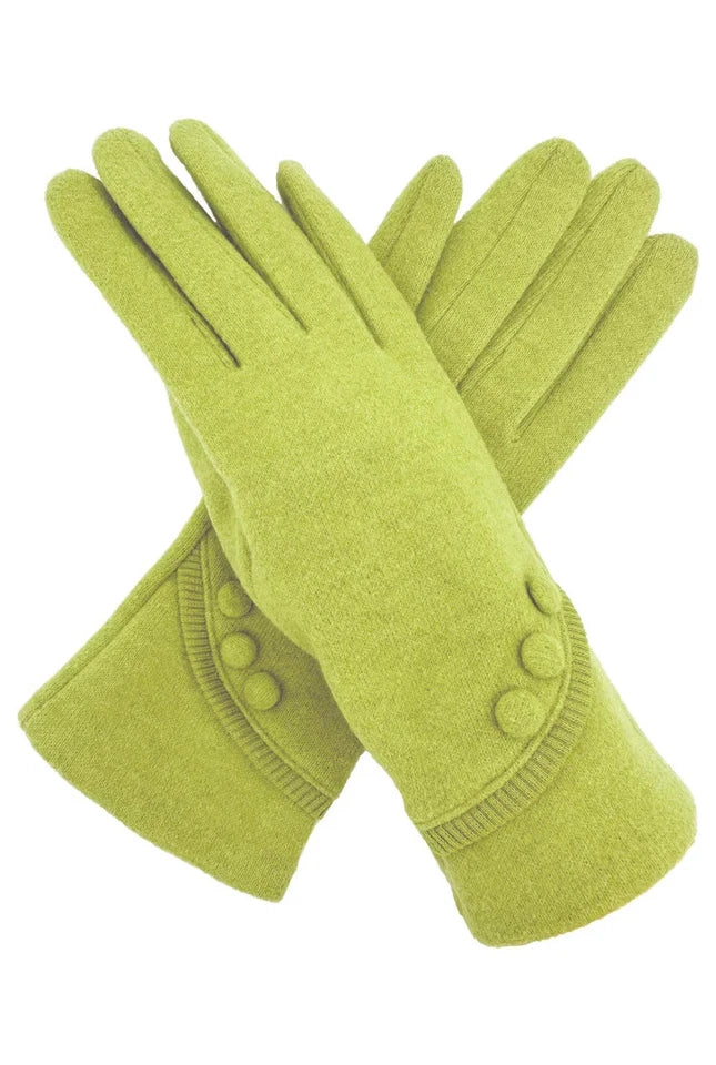 Women Plain Gloves Soft Fleece Lined Cosy Warm Winter Gloves Button Touch Screen