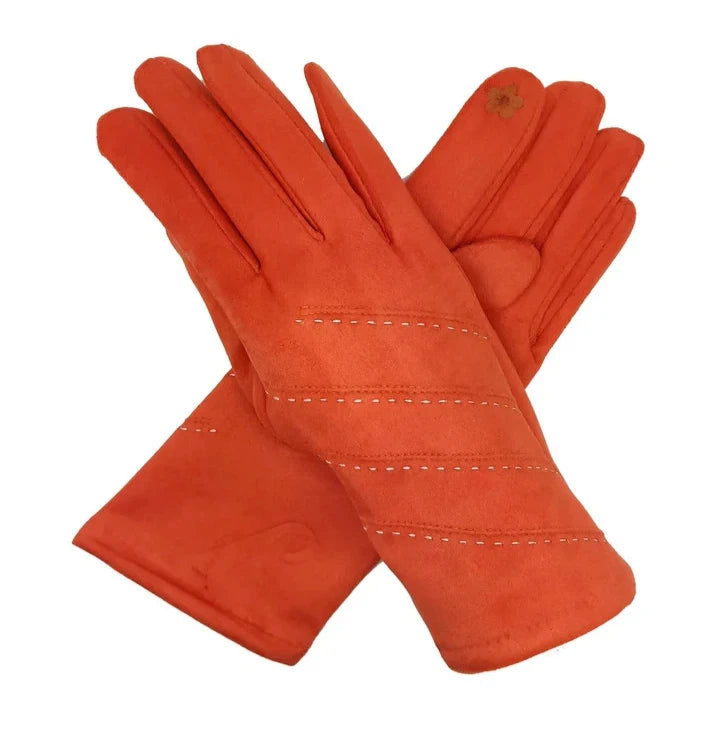 Women Fashion Gloves Soft Cosy Stitch Dotted Stripes Pattern Touch Screen Gloves