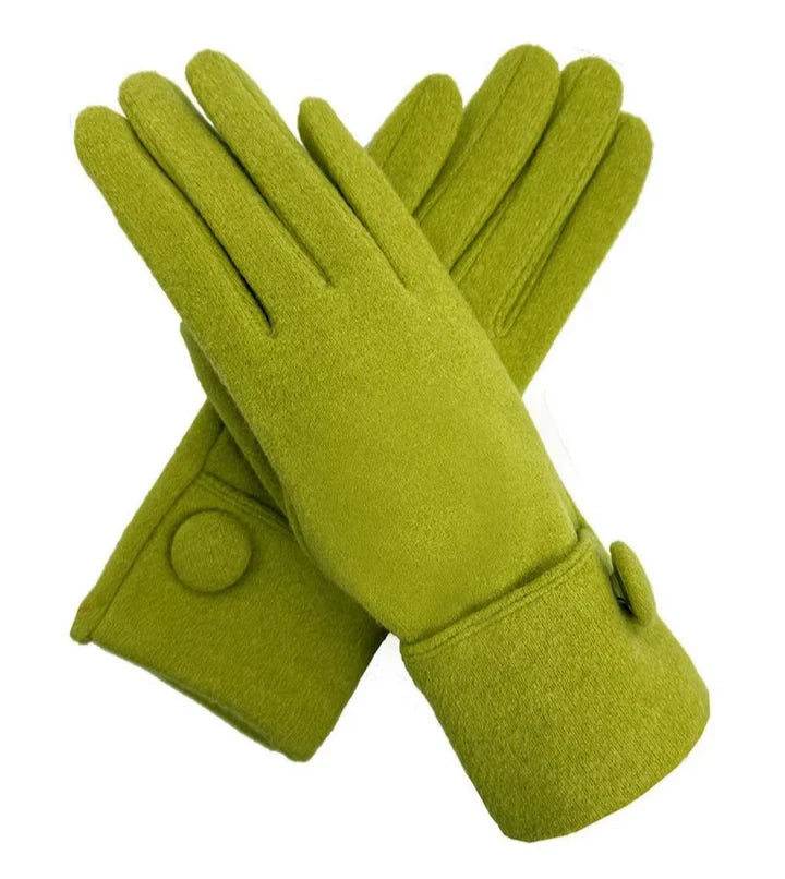 Women Winter Fashion Gloves Fleece Warm Comfy Soft Thermal Lined Button Touch Screen