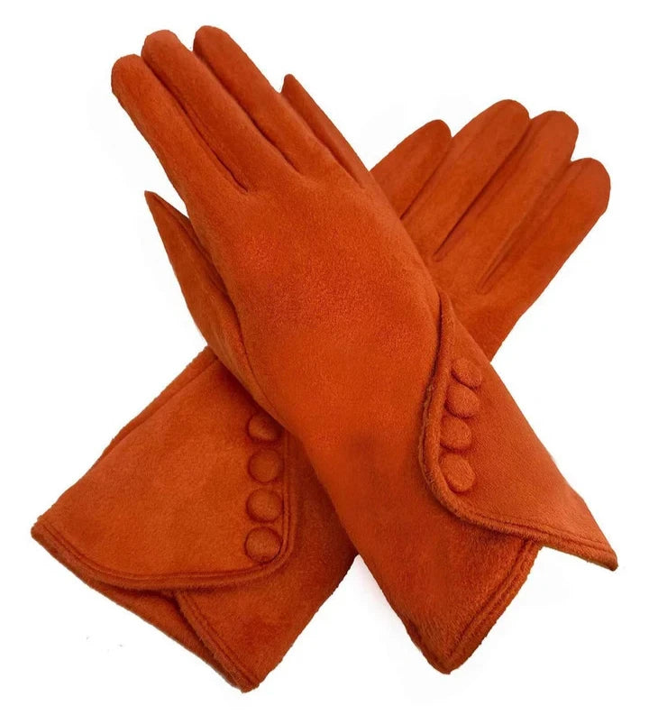 Women's Winter Fashion Gloves Fleece Faux Suede Warm Soft Comfy Thermal Lined Wrist Buttons Gloves