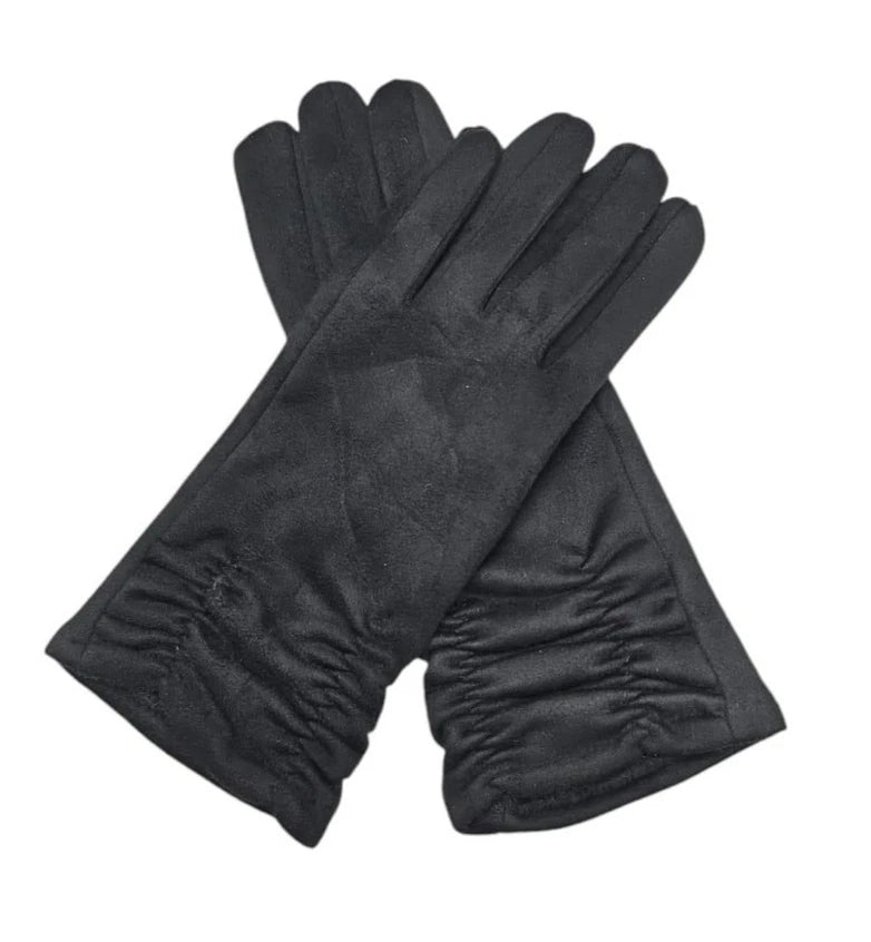 Women's Winter Gloves Faux Suede Soft Fleece Cozy Warm Ladies Fashion Gloves