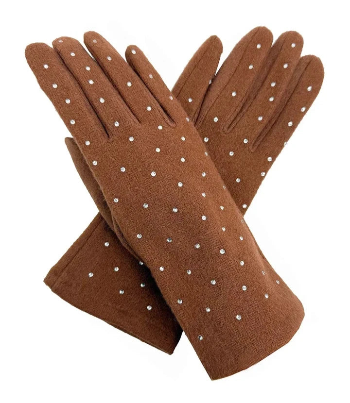 Women's Luxury Fashion Gloves Fleece Soft Winter Warm Rhinestone Detail Touch Screen Gloves