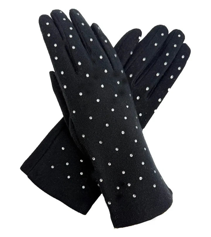 Women's Luxury Fashion Gloves Fleece Soft Winter Warm Rhinestone Detail Touch Screen Gloves