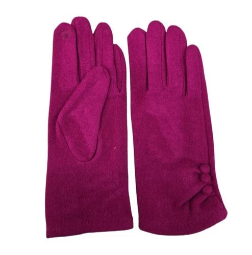 Women Plain Gloves Soft Comfy Lined Cosy Warm Winter Gloves Buttons Touch Screen