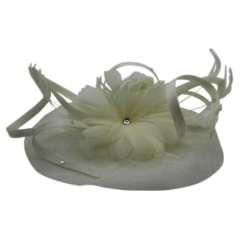 Large Fascinator with Sinamay Disc & Curled Feather