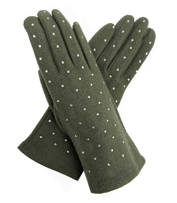 Women's Luxury Fashion Gloves Fleece Soft Winter Warm Rhinestone Detail Touch Screen Gloves