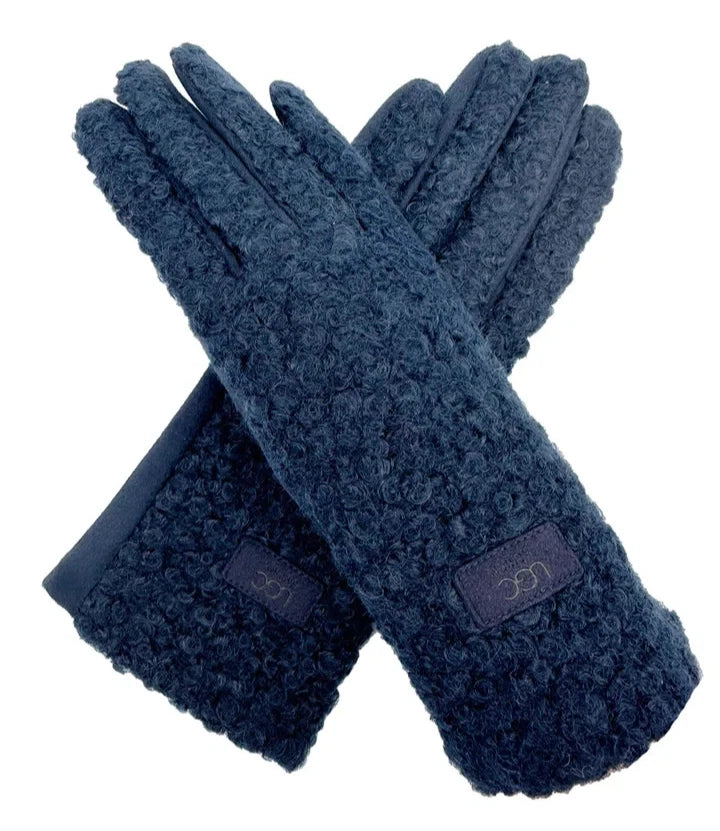 Women's Soft Fashion Gloves Plain Grassy Pattern Warm Winter Gloves Touchscreen