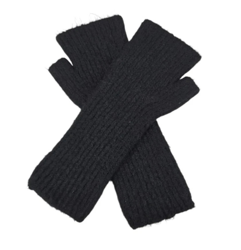 Women Soft Knitted Fingerless Gloves Cashmere Blend Winter Warm Long Wrist Glove